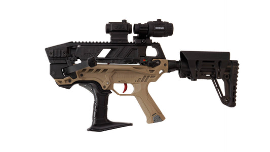 Armbrust REVO 7 Jörg Sprave Edition in Desert Tan, Ansicht von links