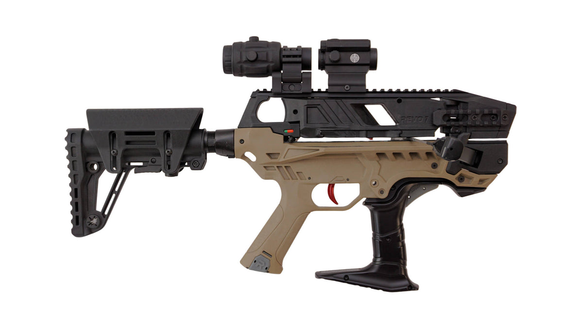 Armbrust REVO 7 Jörg Sprave Edition in Desert Tan, Ansicht von rechts