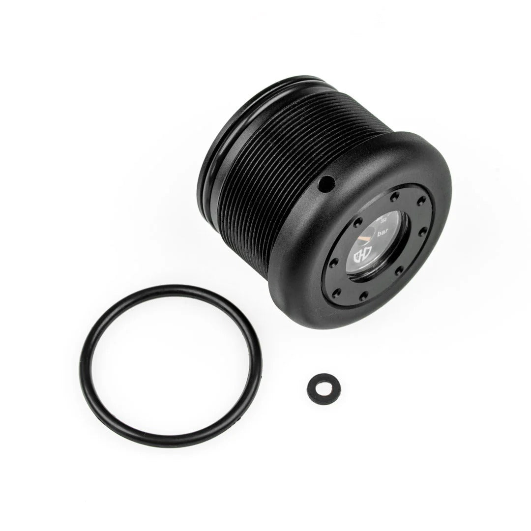 Tankdeckel inkl. Manometer | 350 Bar | ALU CNC | Schwarz eloxiert | AEA HP MAX 1 & 2 | MEGALODON