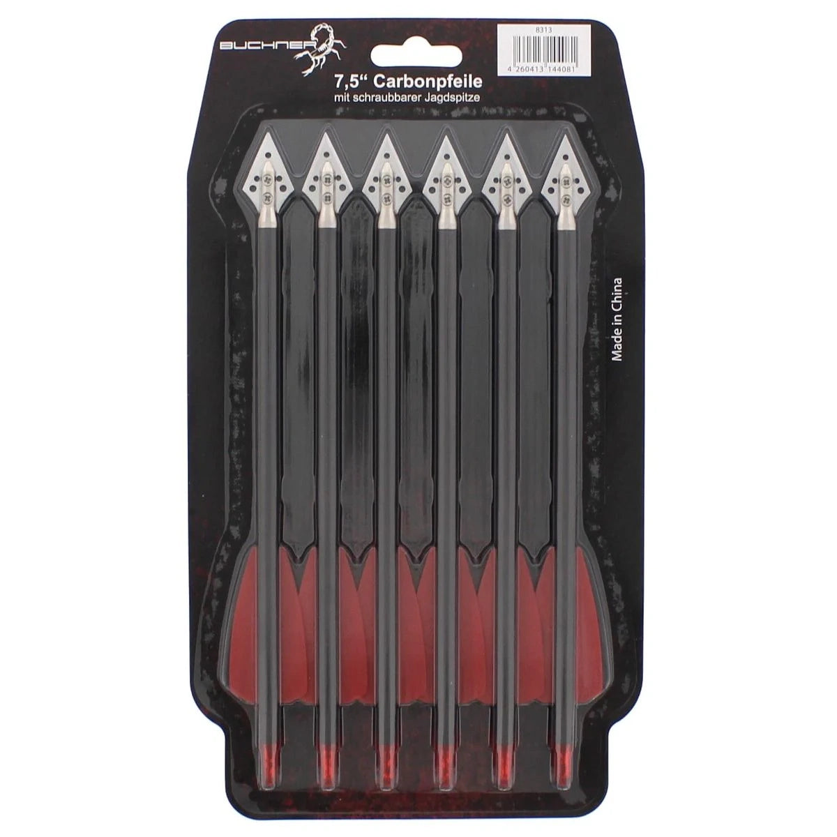 Carbonpfeile 7,5'' mit Jagdspitze im 6er Pack